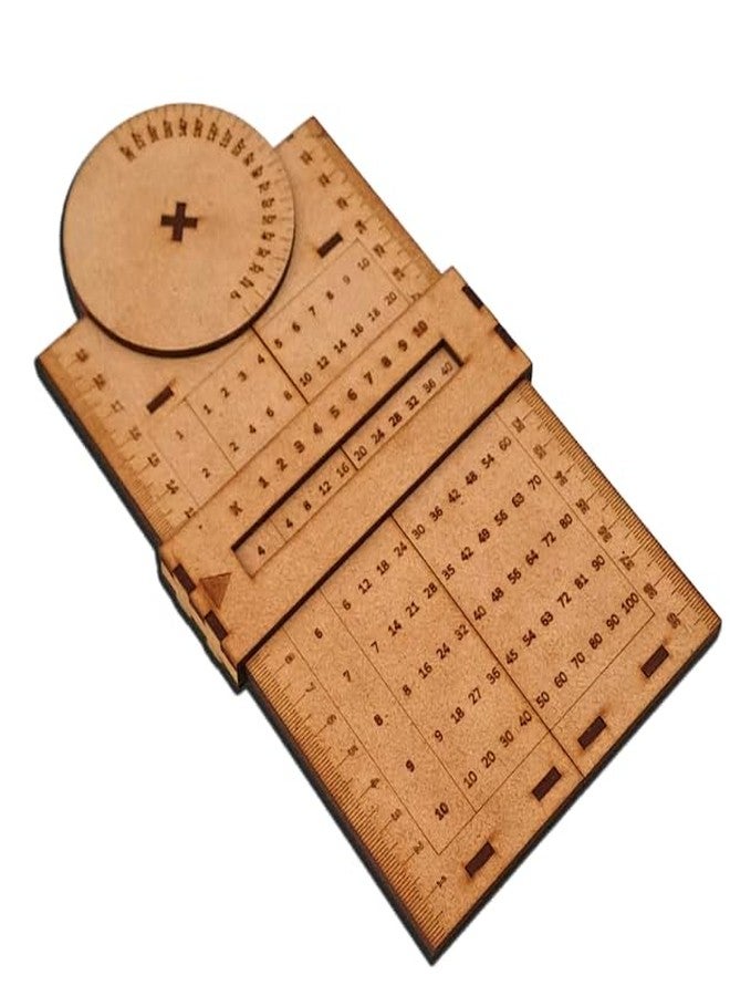 MeeCraft Extendable Ruler with Protractor and Multiplication Tables, Wooden Educational Montessori Toys and Items for Children's Development in Learning Maths. (Brown, Adjustable Length, 1) - Image 3